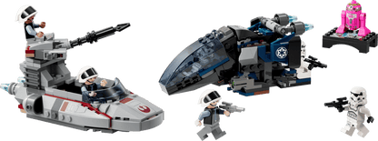 Toy spaceship and figures on a transparent background