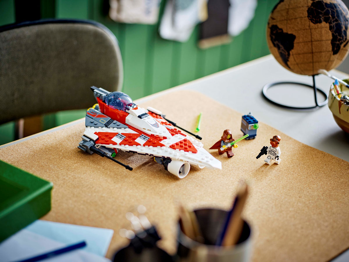 Jedi Bob's Starfighter LEGO set displayed in a room setting