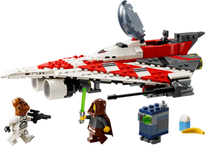 LEGO Star Wars Jedi Bob's Starfighter with Jedi Bob, Ackbar Trooper and SR-V0 droid on a transparent background