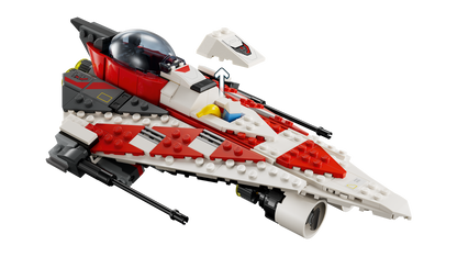 Jedi Bob's Starfighter side view showing the stud shooters on a transparent background