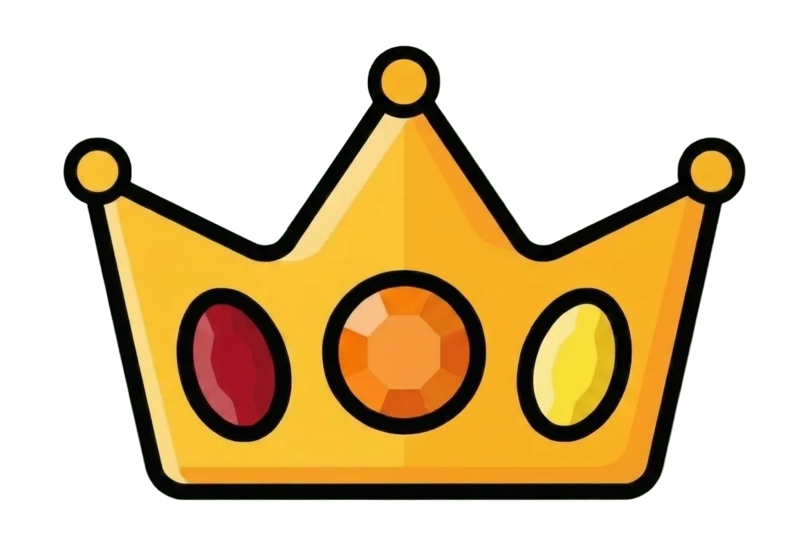 Cartoon crown with colorful gemstones