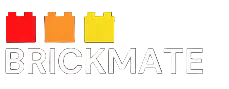 Brickmate logo with colorful bricks on a black background